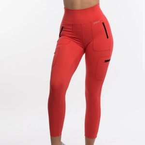 ECHT EXPLORE RED Zipper Pocket LEGGINGS